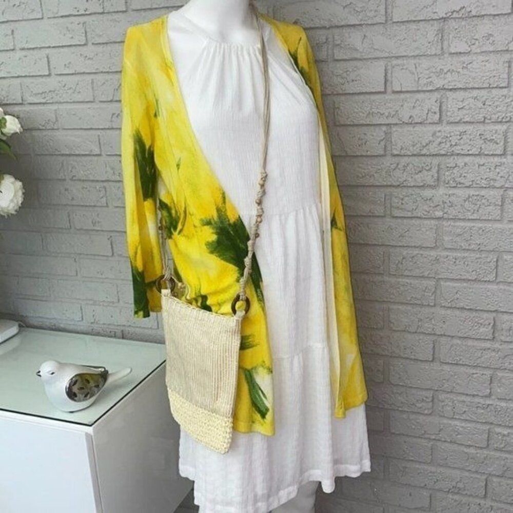 Jones New York Women Yellow Tie Dye Cardigan Size S